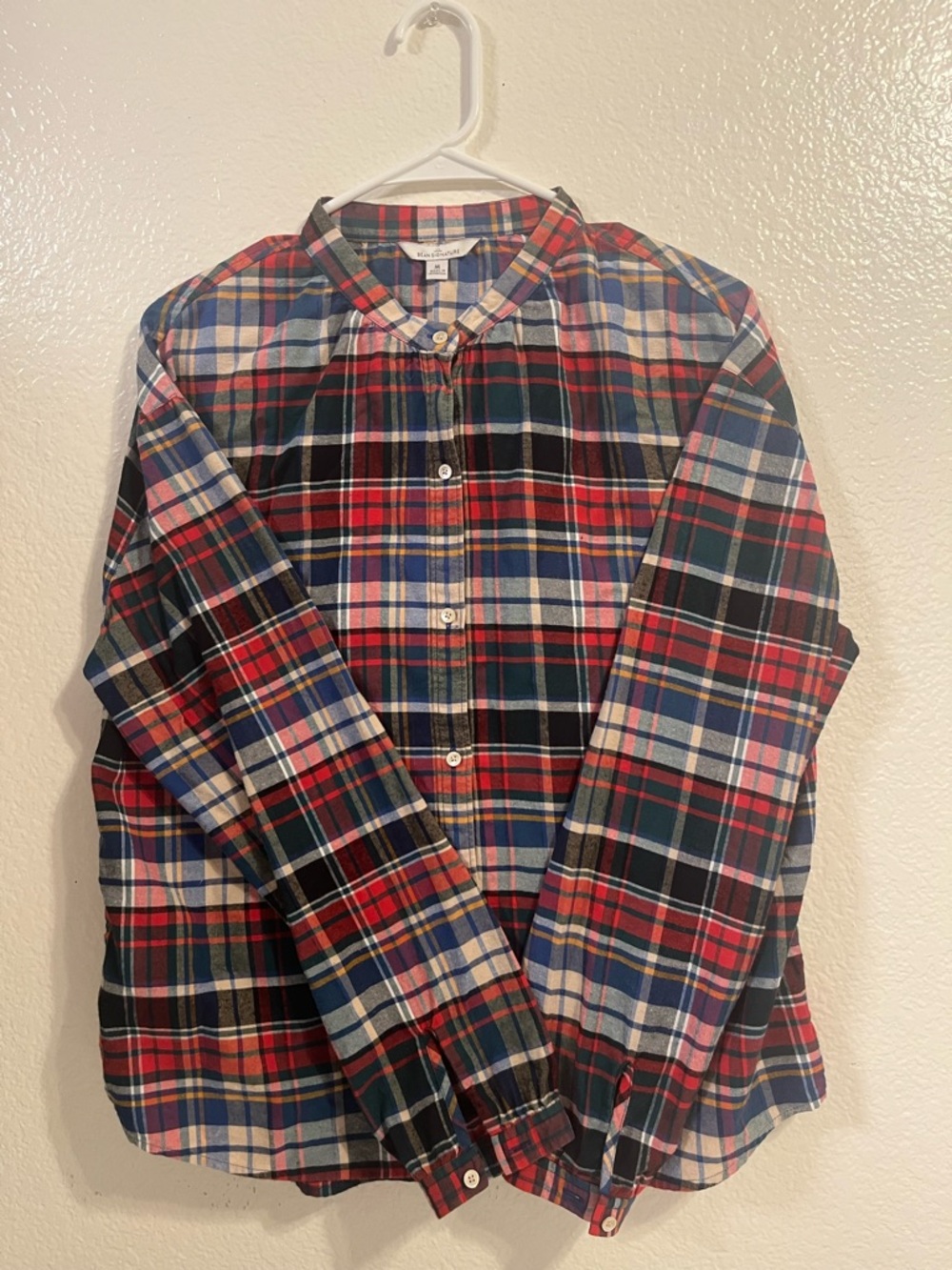 L.L. Bean Red, Blue & Green Plaid Long-Sleeve Shirt  COTTON